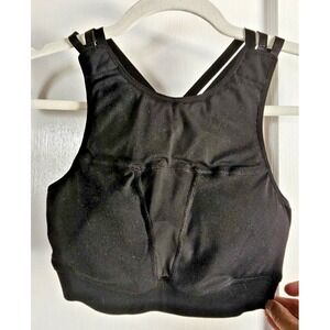 CHESTEE bruise no more Built-in collarbone Sport‎ bra black crisscross back Sz 8